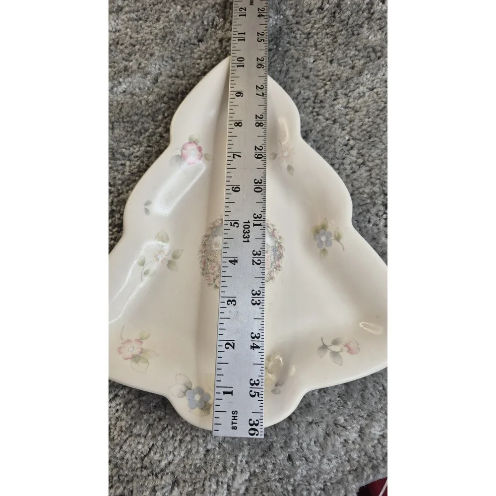 VTG‎ Pfaltzgraff Tea Rose Christmas Tree Dish Pastel Cottagecore Shabby Chic 80s - Picture 5 of 5